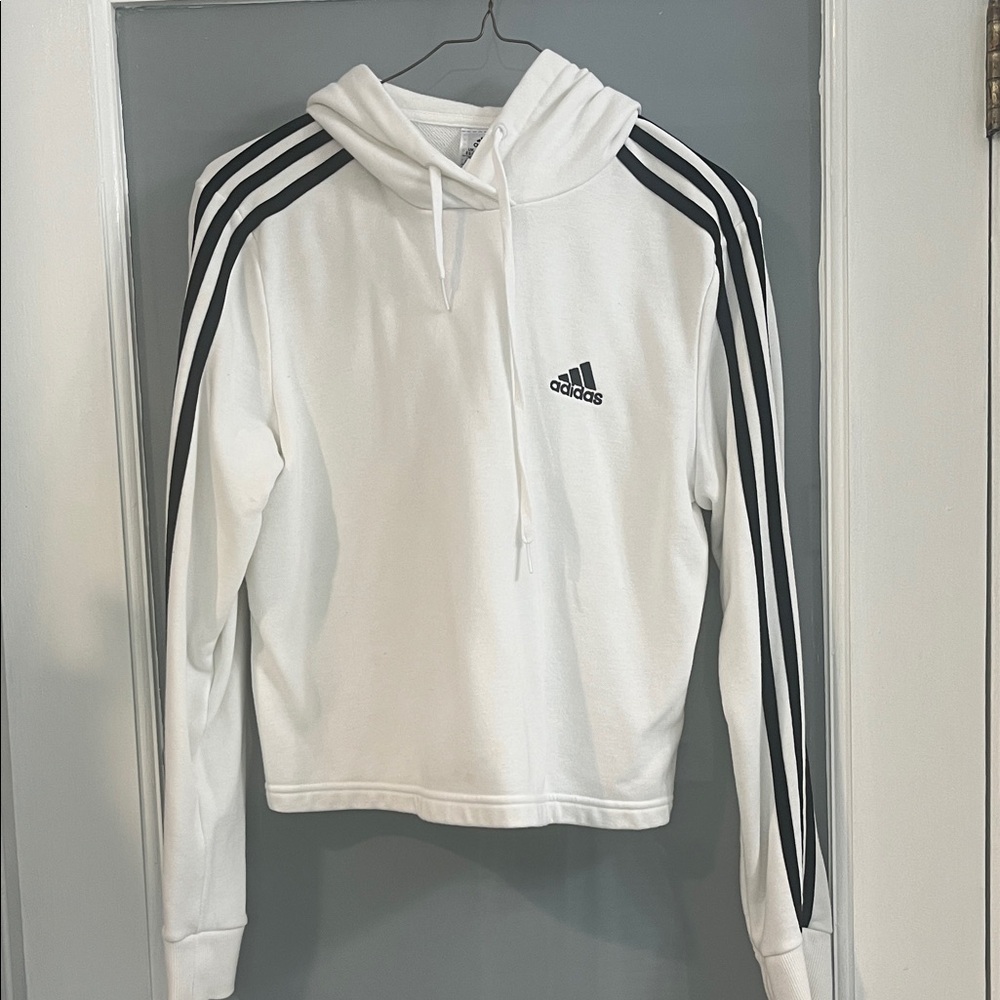 Adidas White Hoodie with Black Accents